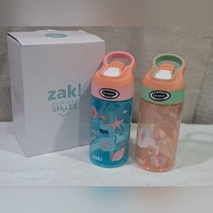 New Zak 2 pack plastic water bottles unicorn under the sea girly travel school